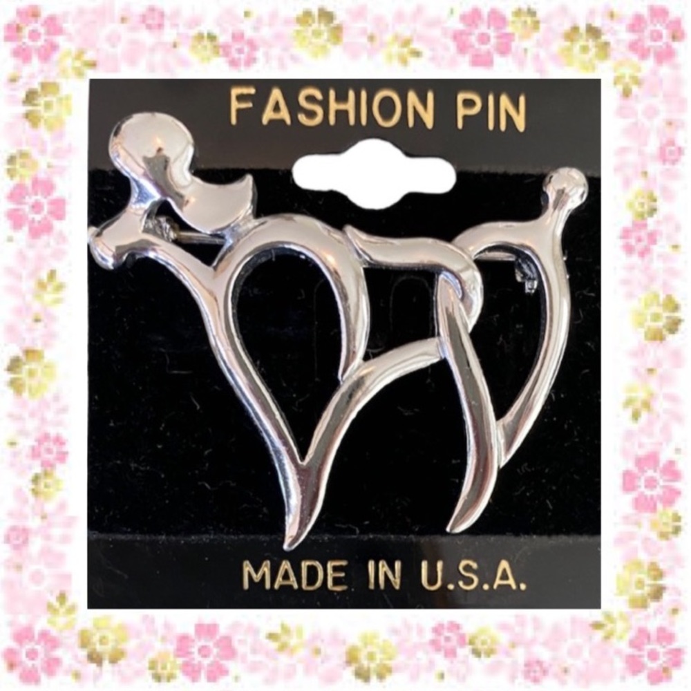 Poodle Dog Pin Statement Brooch Silver Statement Jewelry Parisian Paris Style